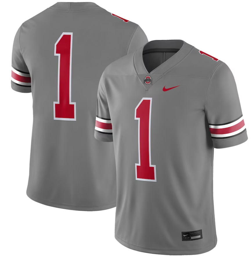 Customized Men 2023 NCAA Nike Ohio State Buckeyes #1 Nike Game Jersey SteelScarlet